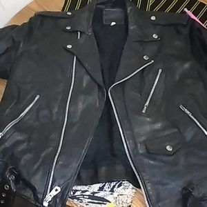 RIPPLES Vintage Moto Cropped Leather Biker Jacket